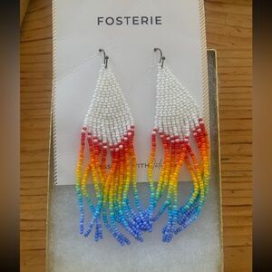 Fosterie Ombré bead White Rainbow Earrings Handmade in Colombia